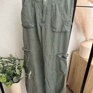 Women’s Green linen Cargo Pants